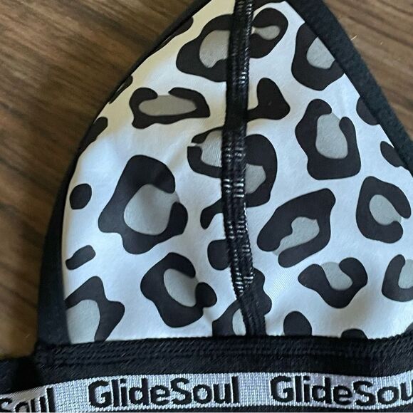 NWT GlideSoul Leopard Print Neoprene Bikini Set Black White Gray Size Small - Picture 2 of 10